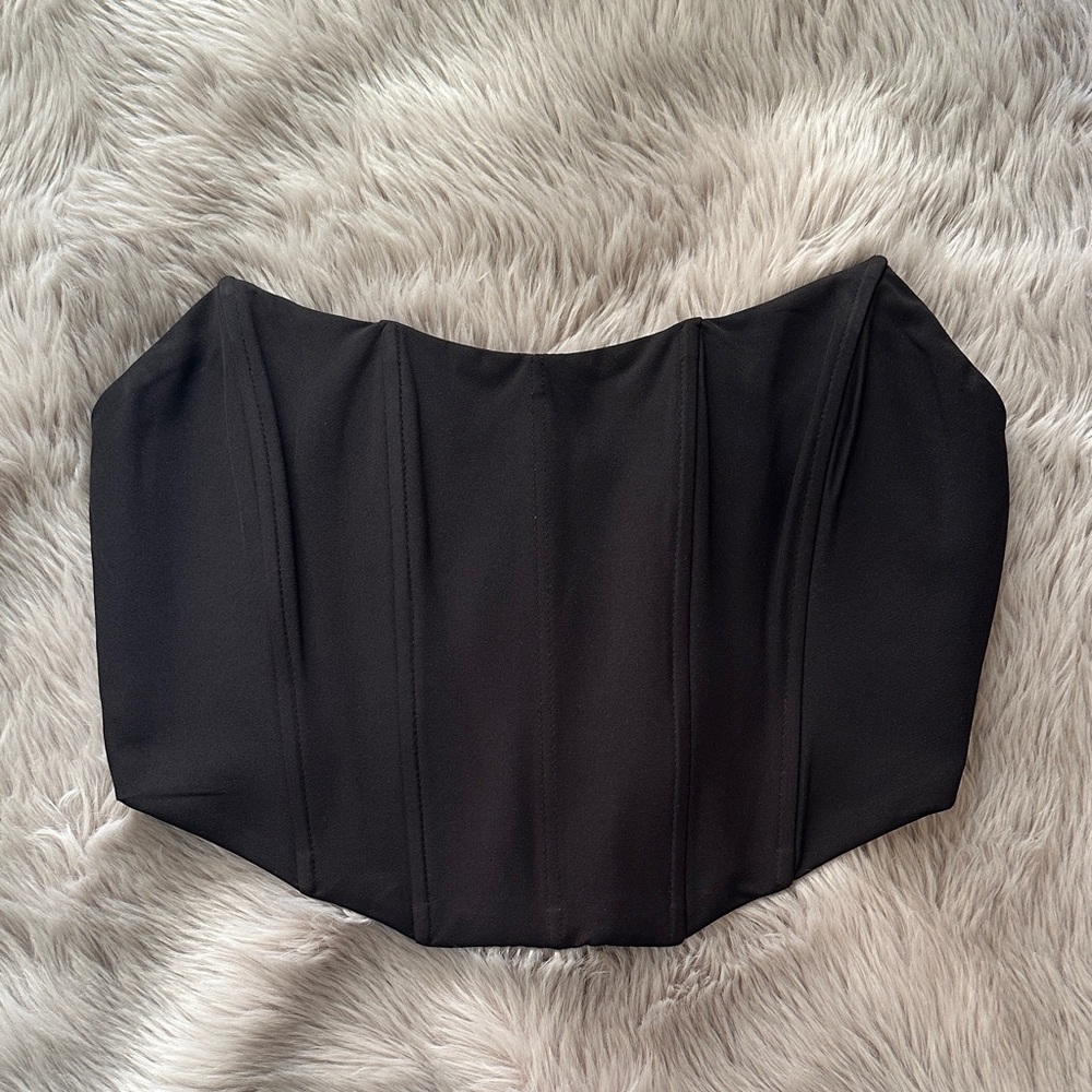 White Fox Black Corset Top